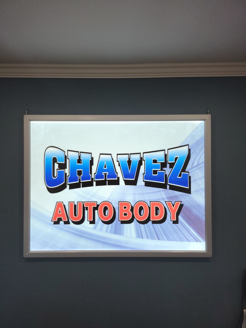 Lit Chavez Auto Body sign in our office
